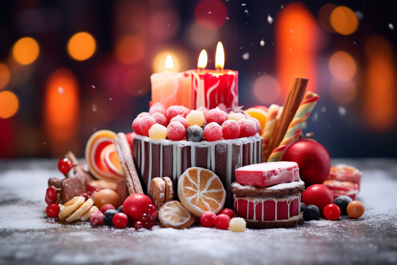 A picture of christmas or winter decorations arranged together