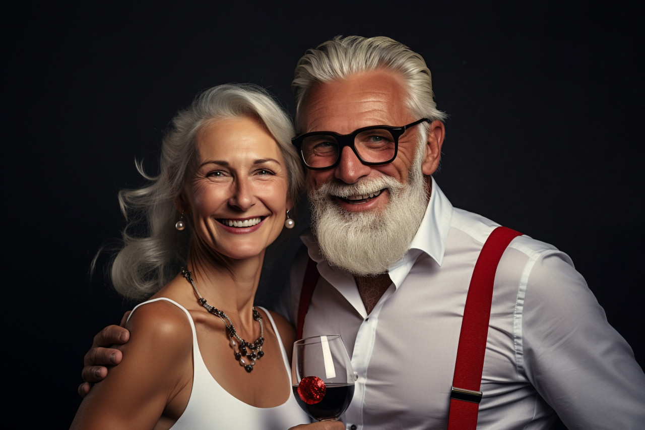 A picture of a happy couple holding glasses of sparkling wine, happy new year image hd