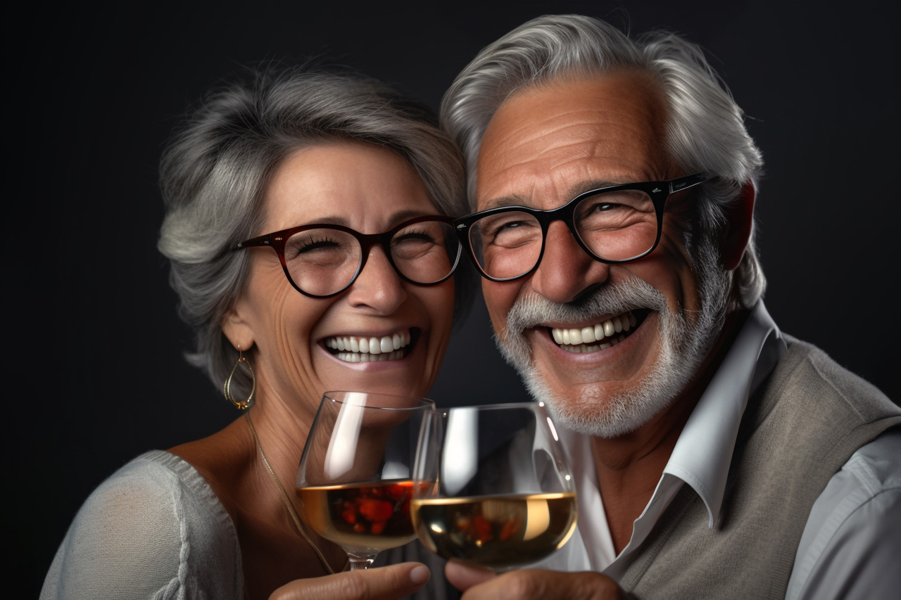 A picture of a happy couple holding glasses of sparkling wine, happy new year image hd