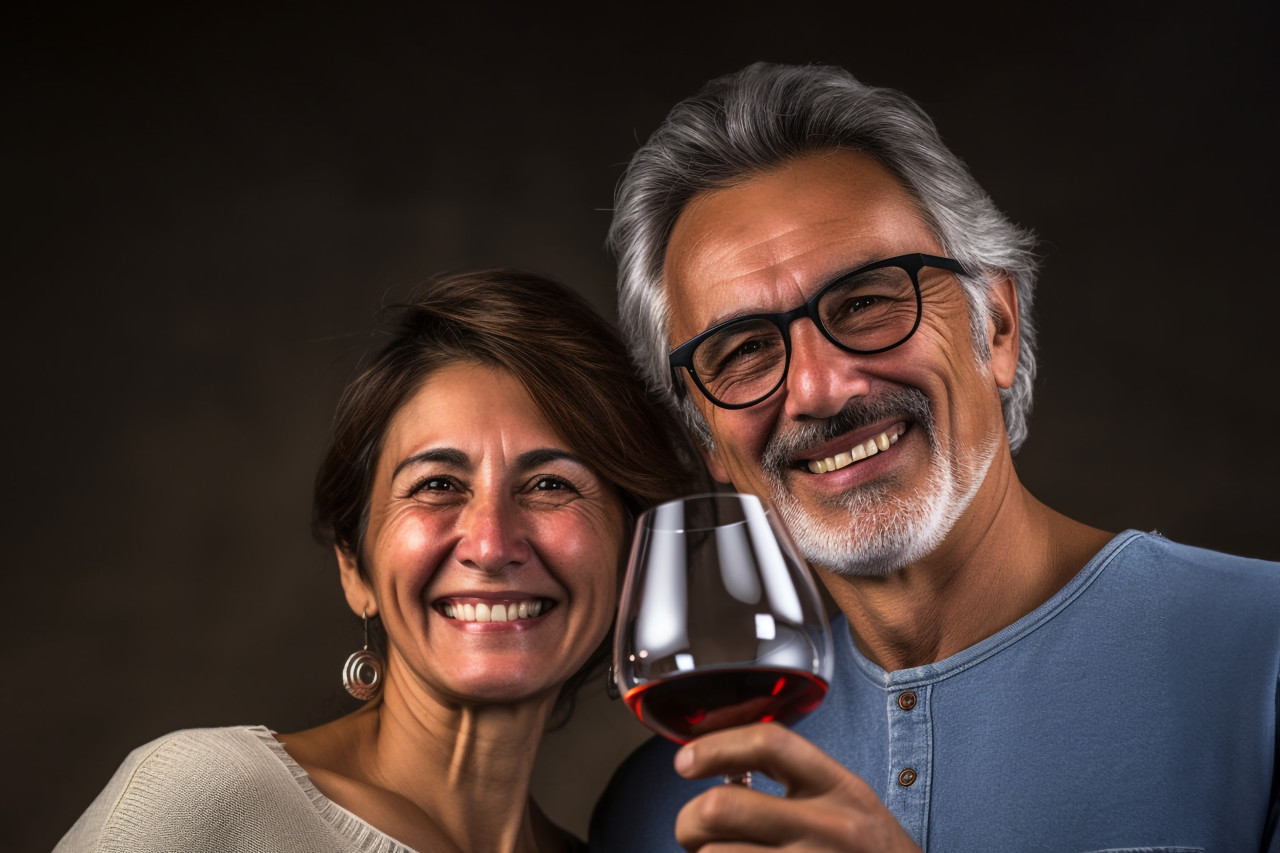 A picture of a happy couple holding glasses of sparkling wine, happy new year image hd