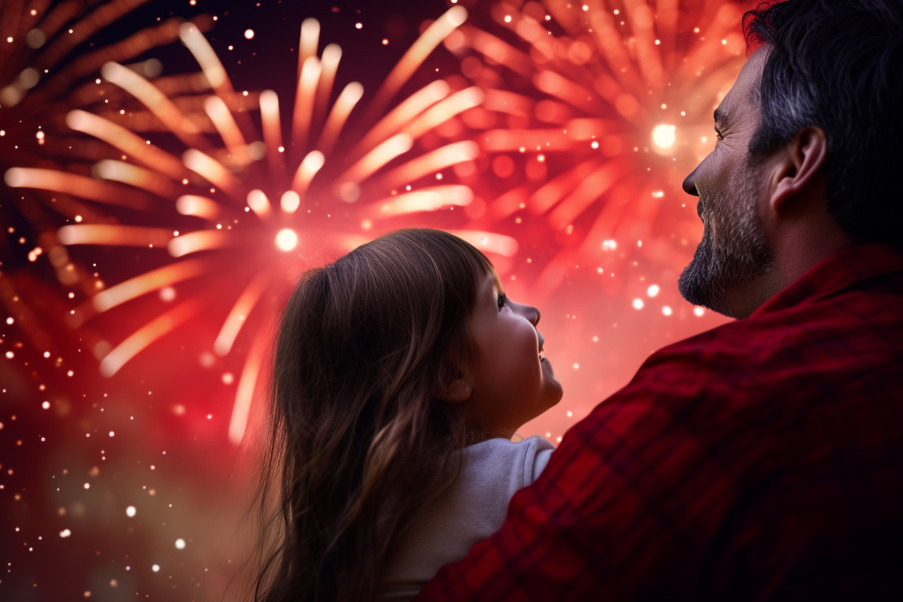 A father and daughter celebrate the start of the new year together, happy new year image hd