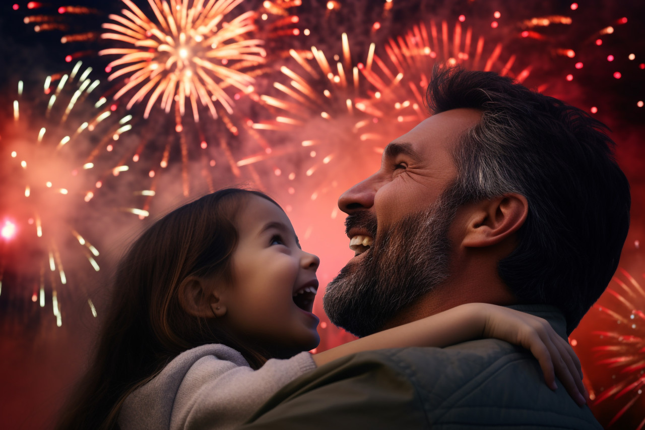 A father and daughter celebrate the start of the new year together, happy new year image hd