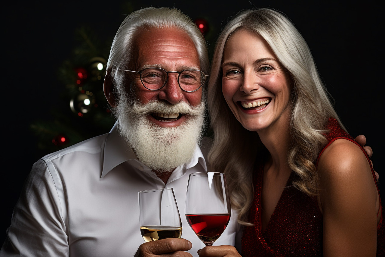 A picture of a happy couple holding glasses of sparkling wine, happy new year image hd