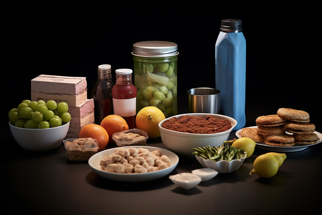 A picture of healthy food that helps you build muscle and lose weight, food and drink at home photo