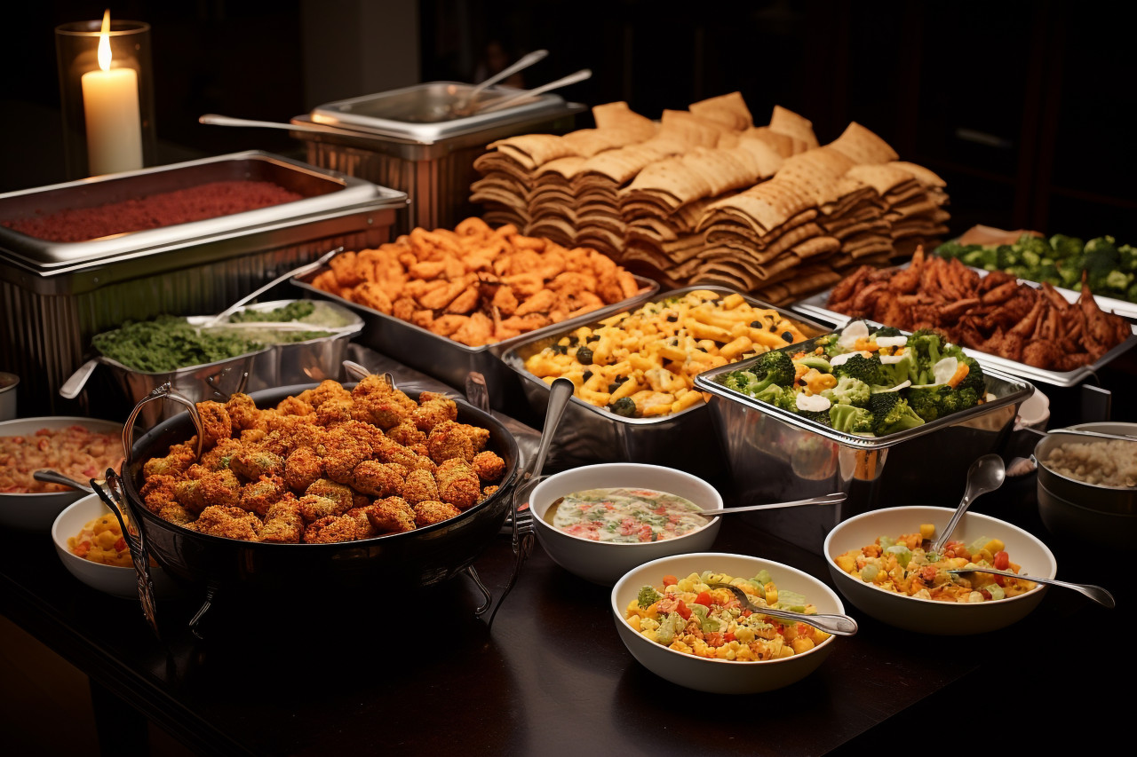 A picture of a table full of food that was ordered to go or delivered, food and drink at home photo