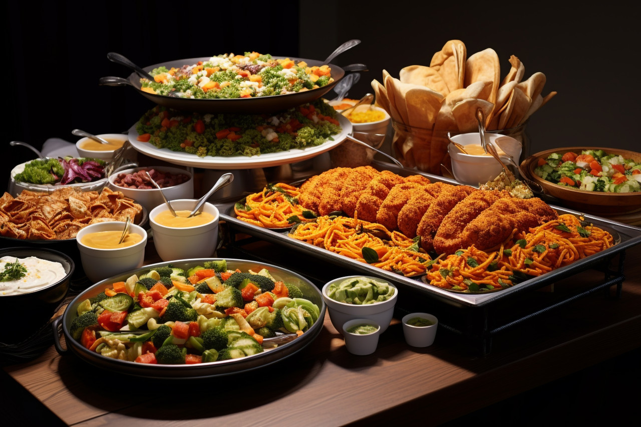 A picture of a table full of food that was ordered to go or delivered, food and drink at home photo