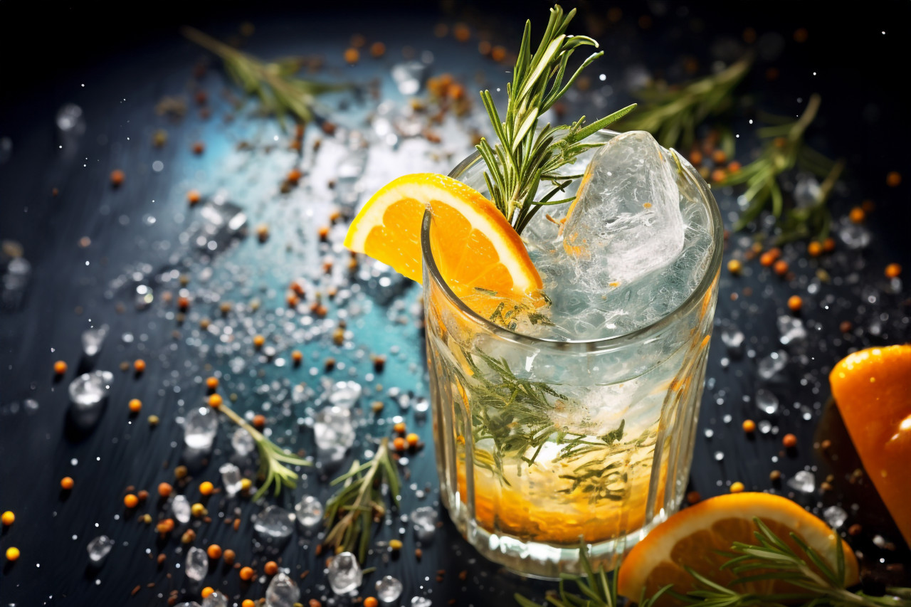 A picture of sparkling water with orange, food and drink at home image