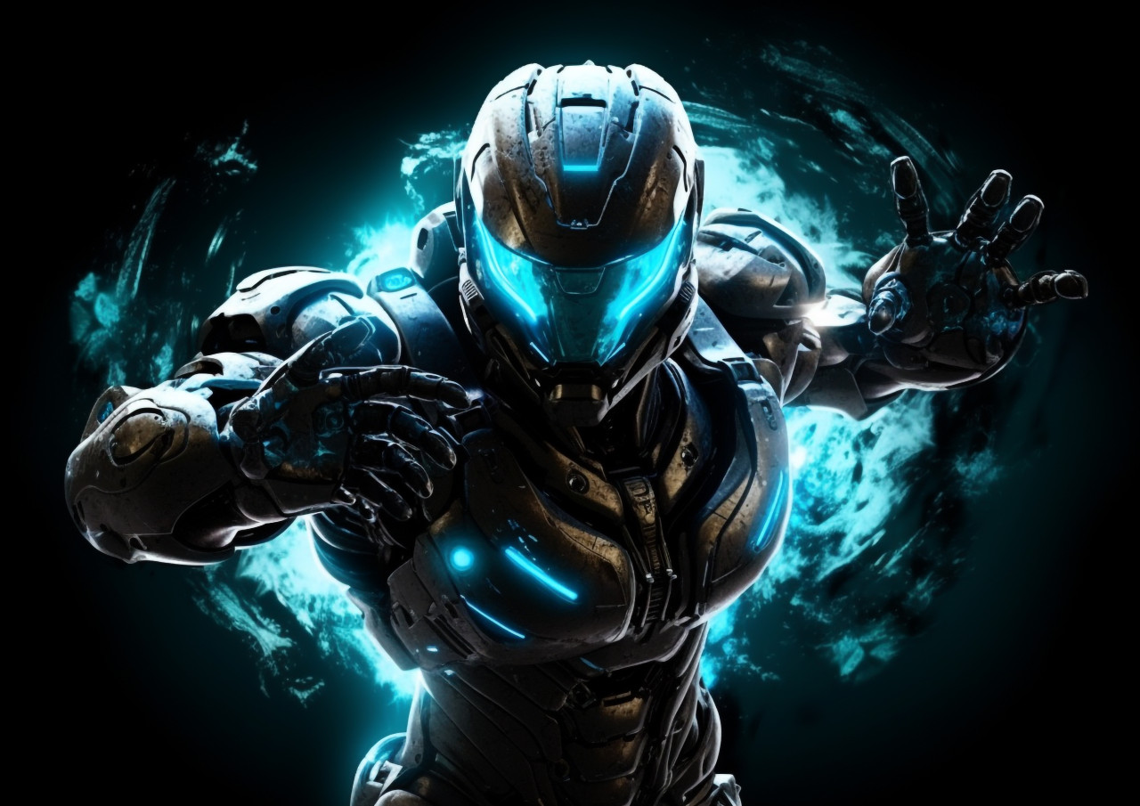 High-definition wallpaper of a mysterious shadow surrounded by a halo, futuristic image