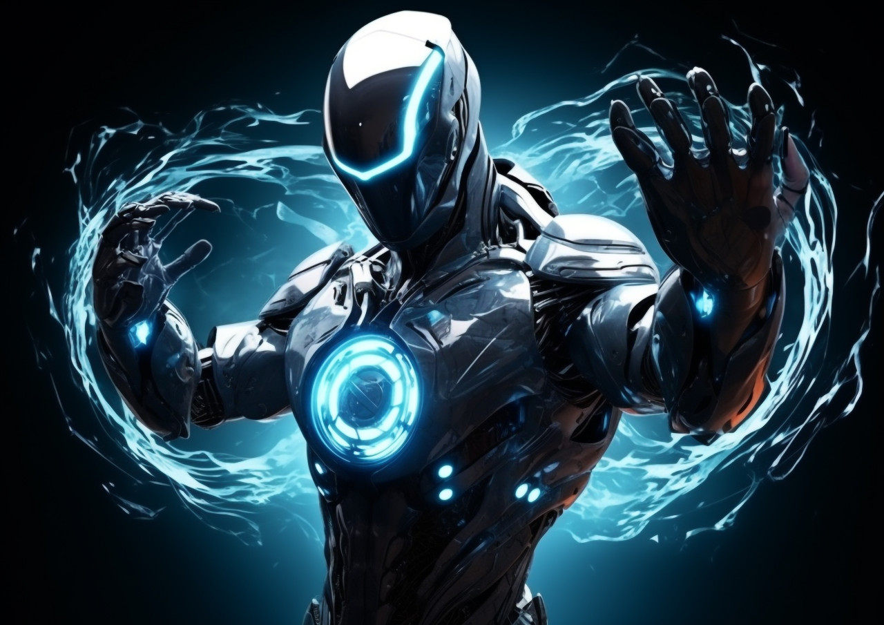 High-definition wallpaper of a mysterious shadow surrounded by a halo, futuristic image