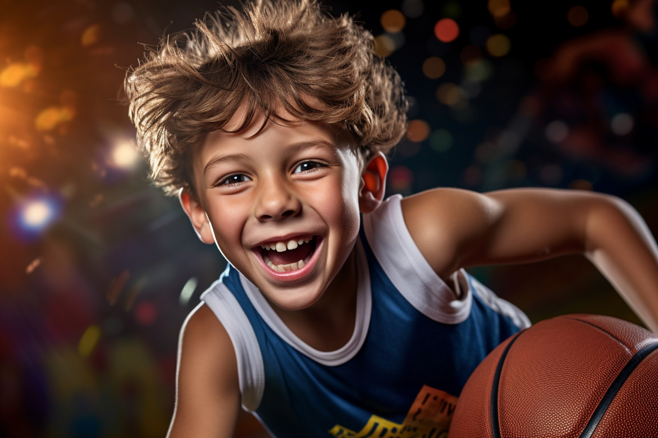 Picture of a young basketball player dribbling the ball, indoor sports and leisure activities images