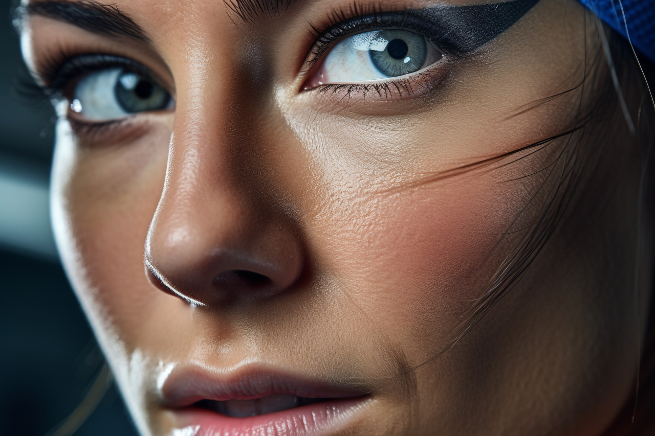 A close up photo of a fit and attractive woman in a gym, indoor sports and leisure activities images