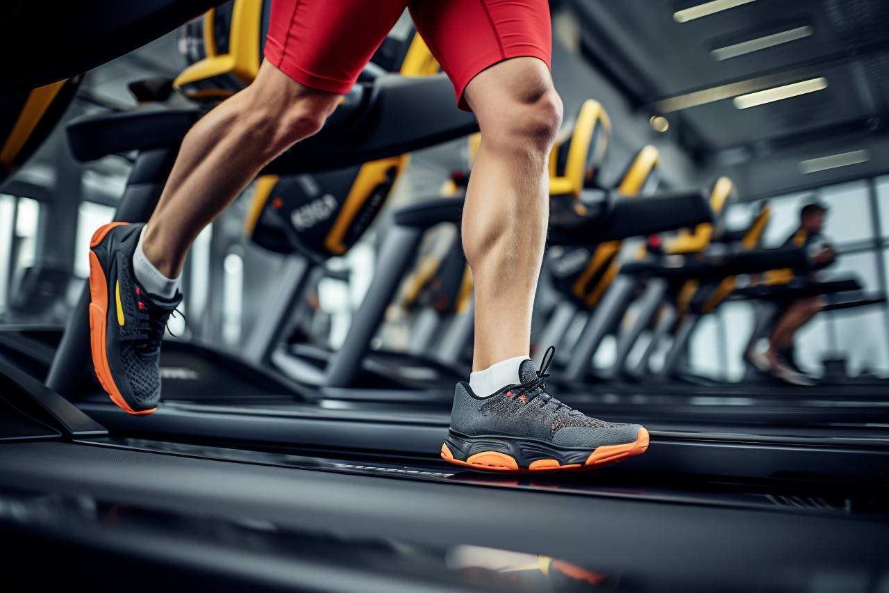 A picture of people running on a treadmill in a gym, indoor sports and leisure activities images