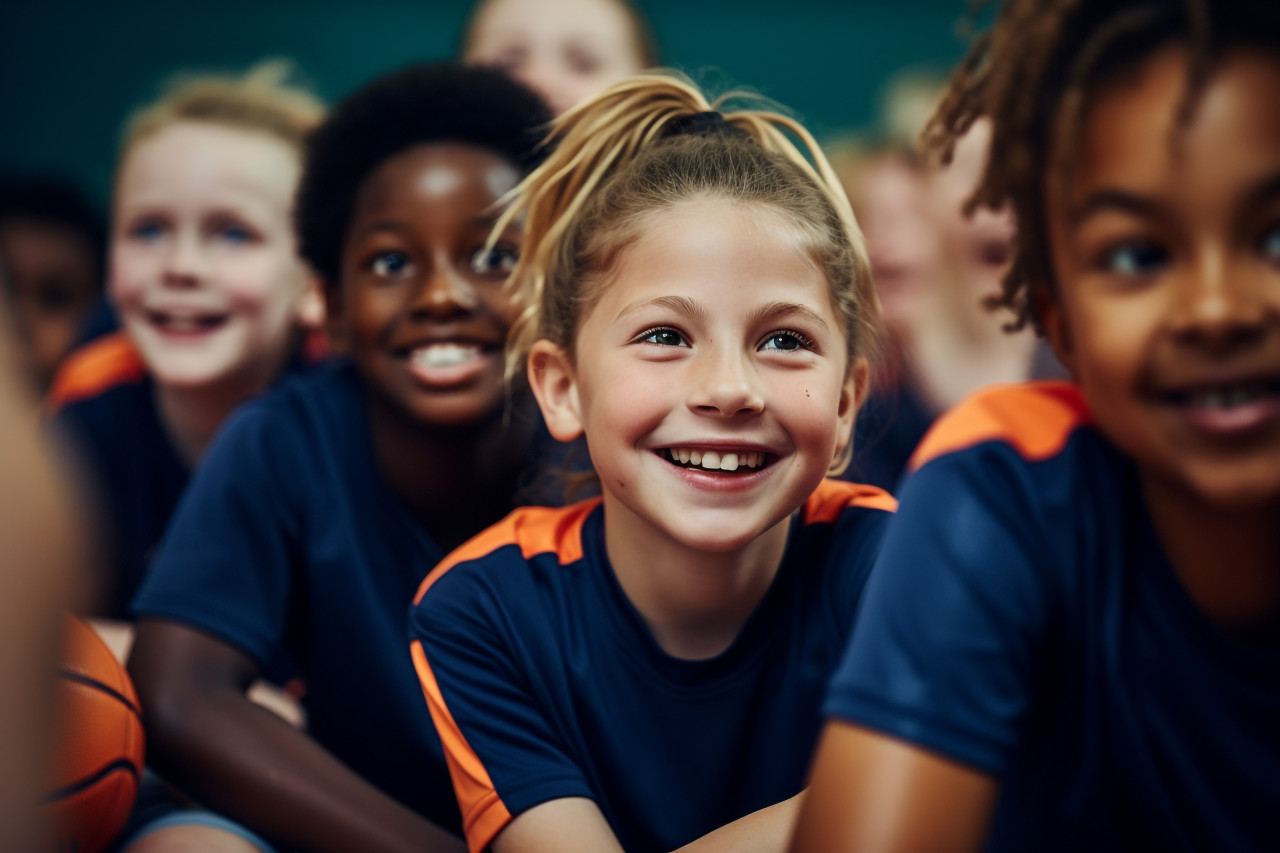 A picture of kids having fun in class, indoor sports and leisure activities images