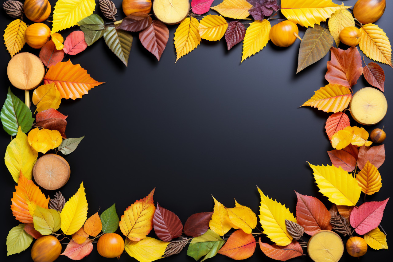 Picture of a frame made of autumn leaves