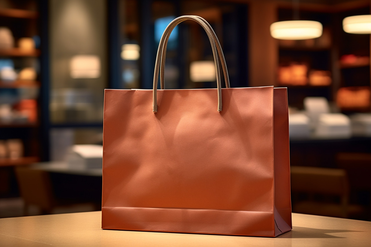 Empty paper shopping bag, black friday image