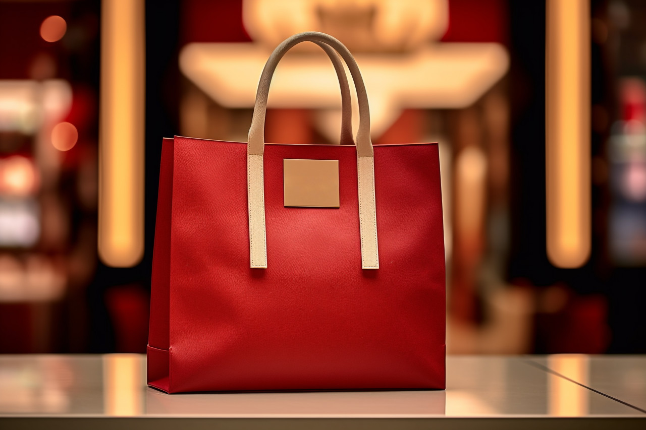 Empty paper shopping bag, black friday image