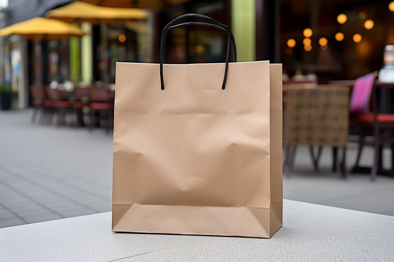 Empty paper shopping bag, black friday image