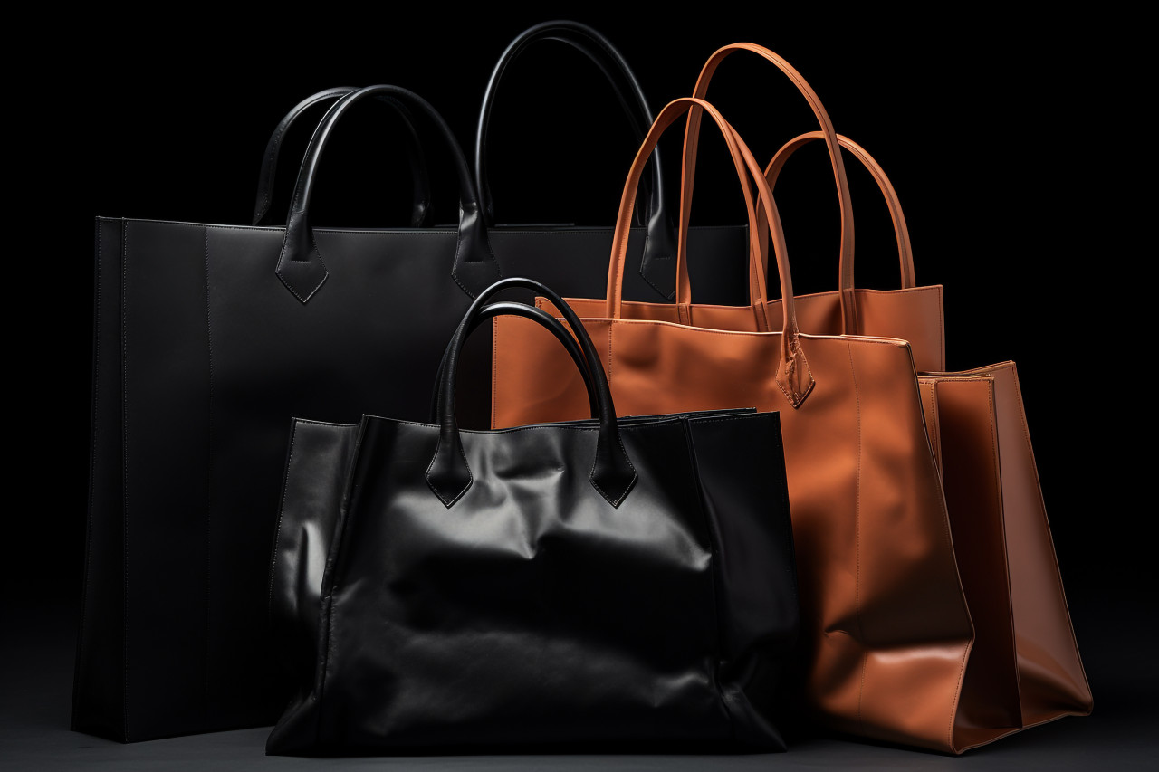 Black shopping bags on a black background for sale on black friday, black friday image