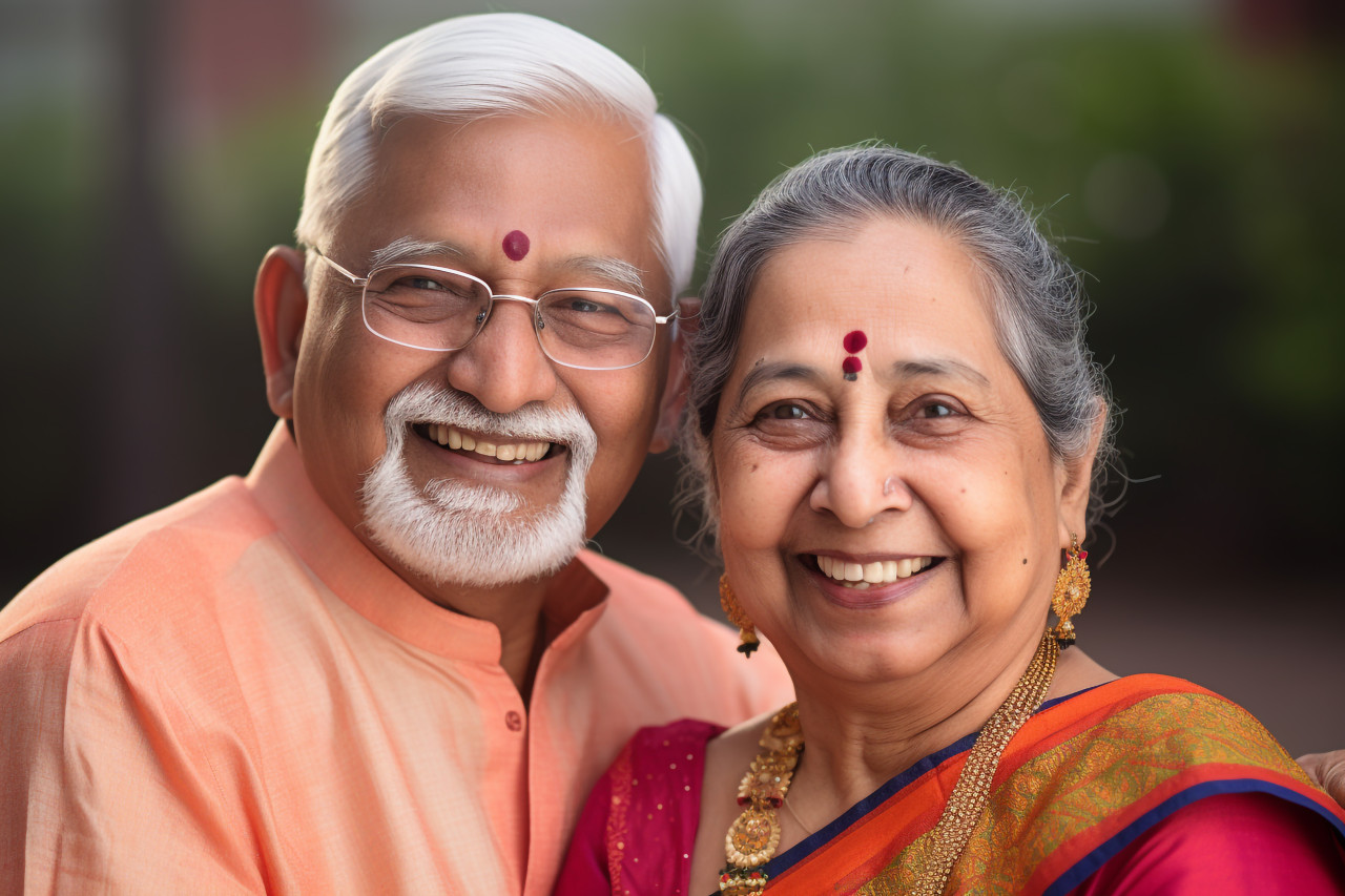 Senior indian couple smiling photo