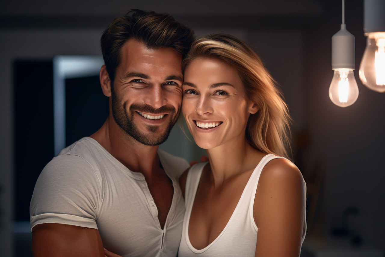 Indoor couple portrait photo