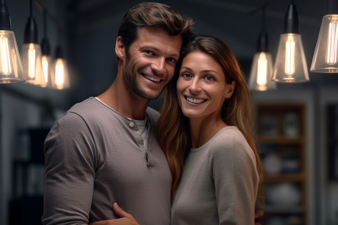 Indoor couple portrait photo