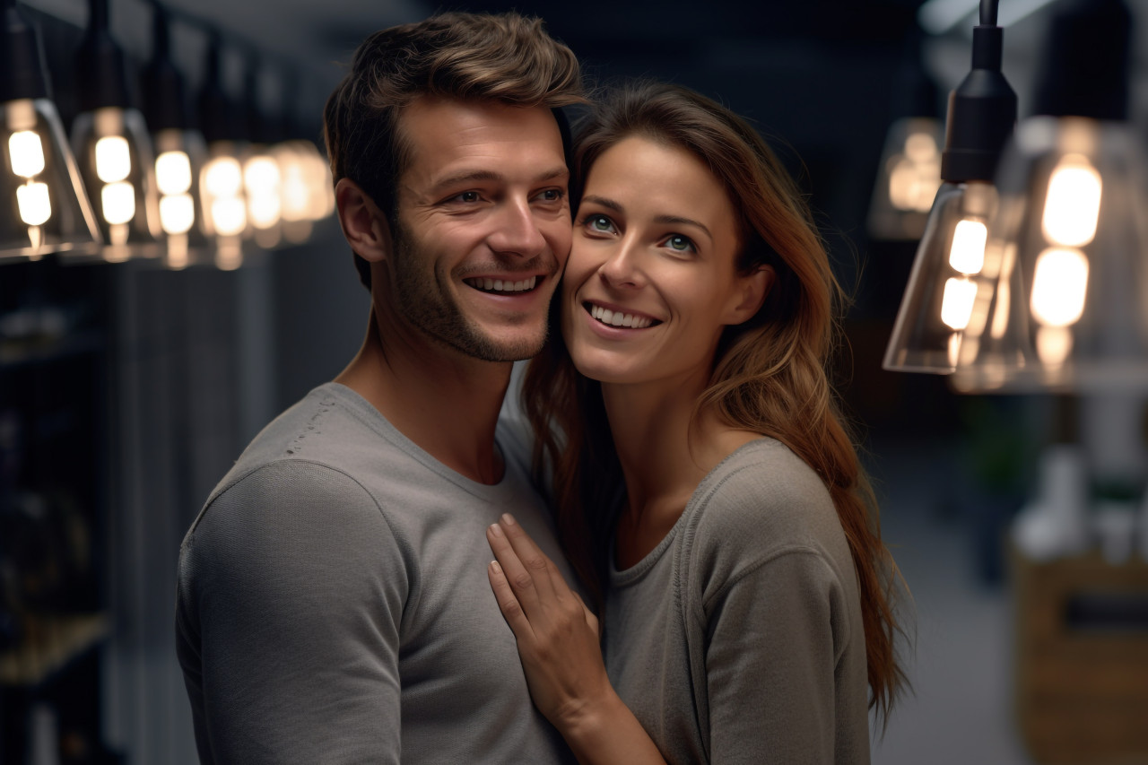 Indoor couple portrait photo