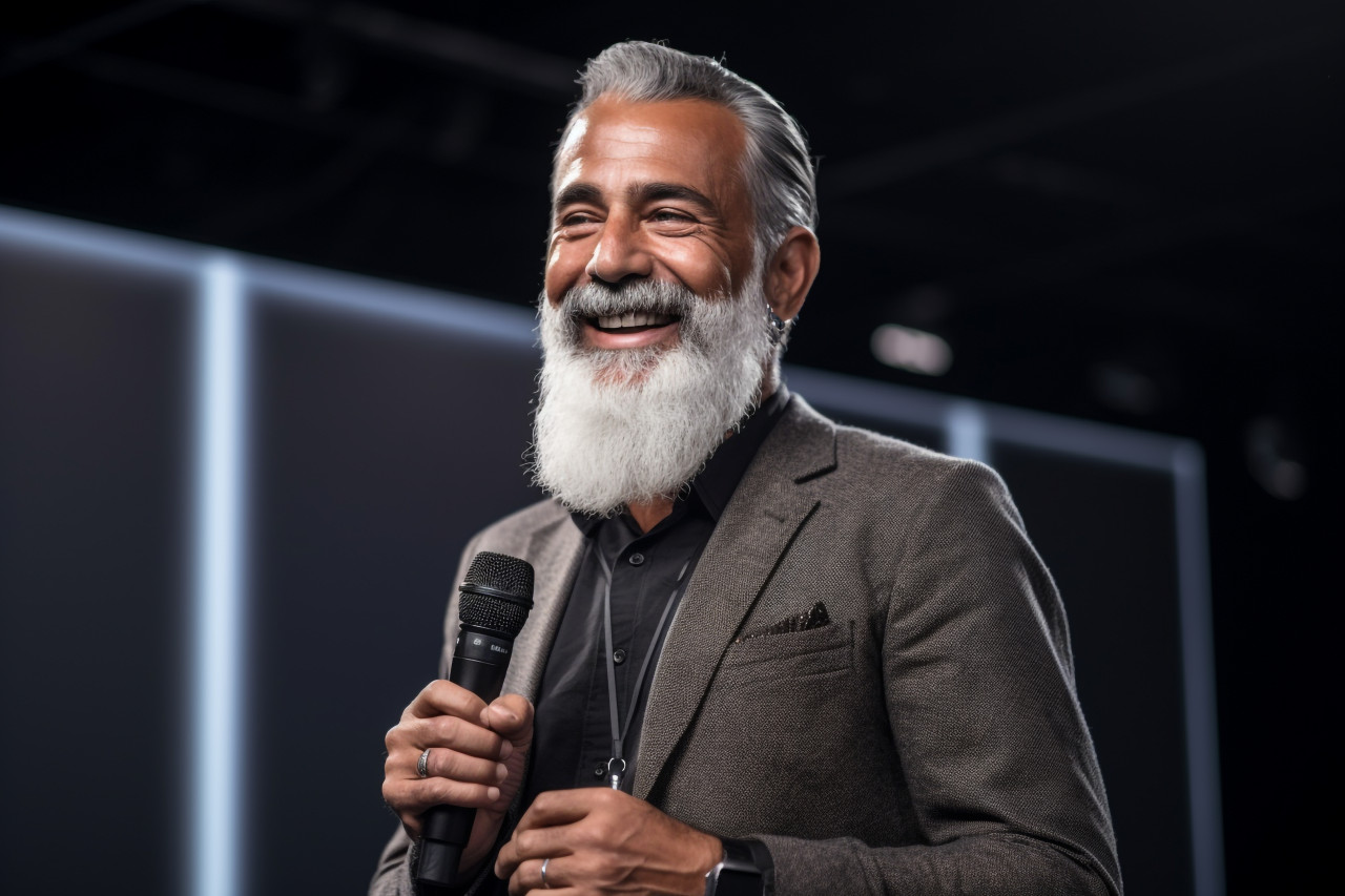 Happy latino businessman picture