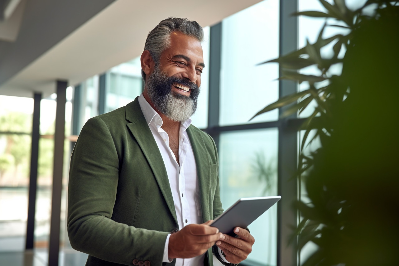 Happy latino businessman picture