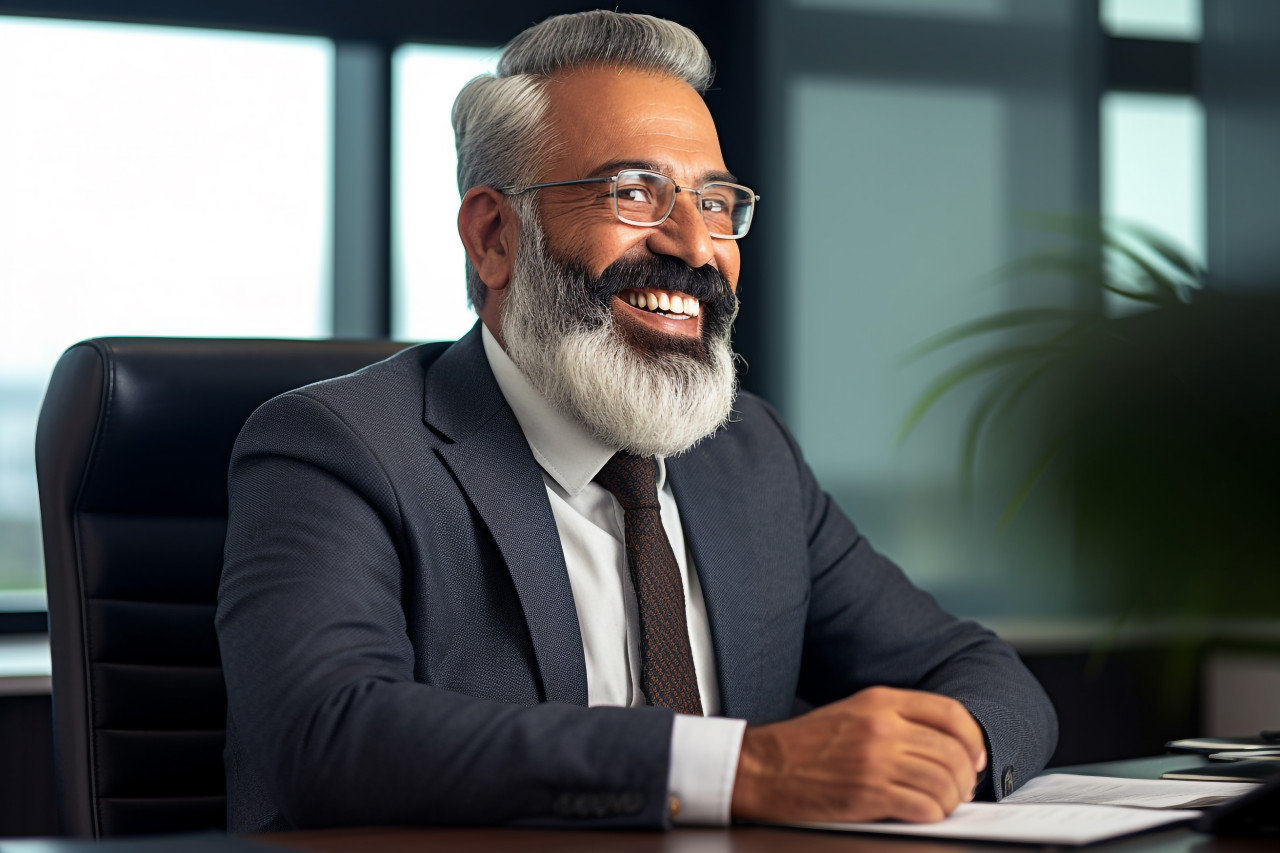 Happy latino businessman picture