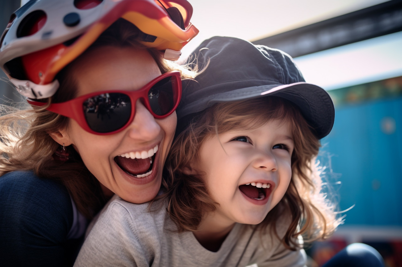 Happy mother and daughter playing at home