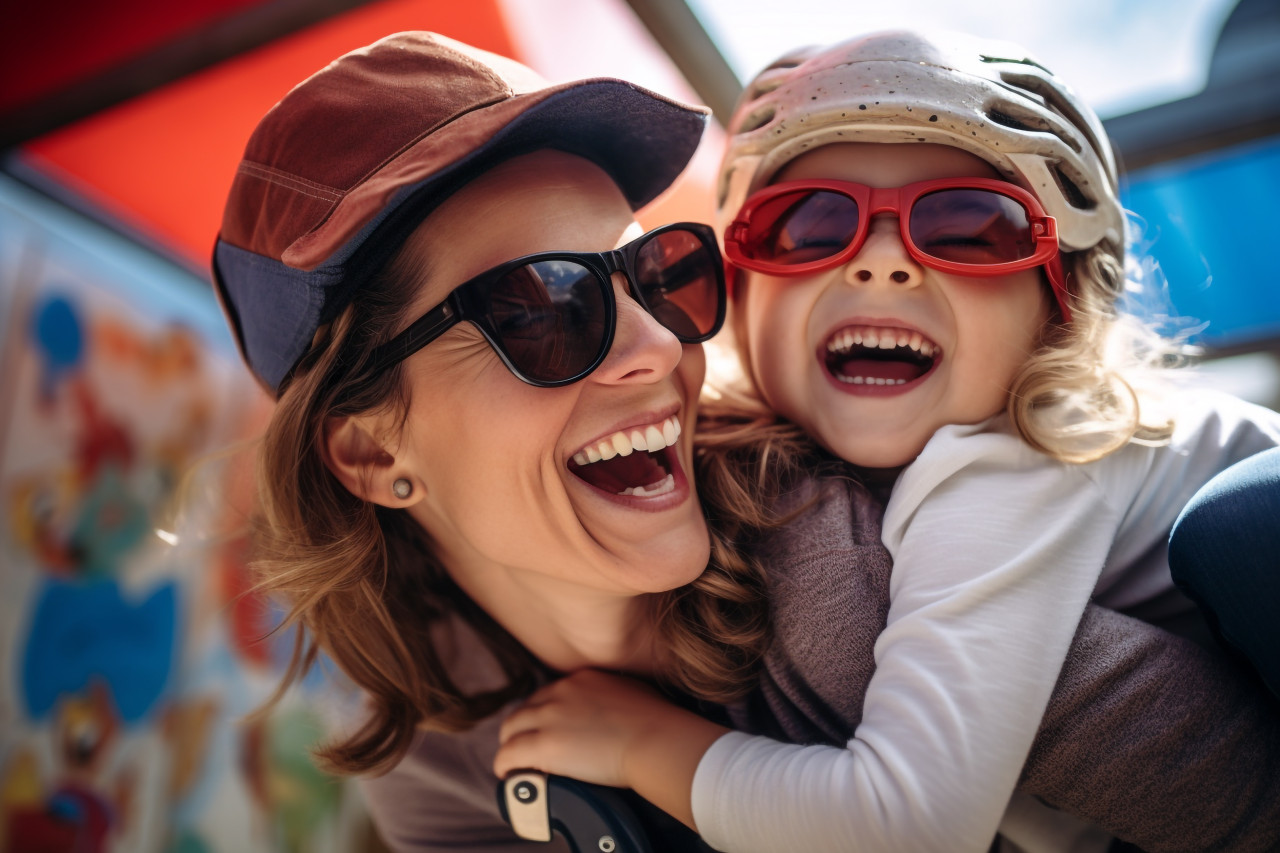 Happy mother and daughter playing at home