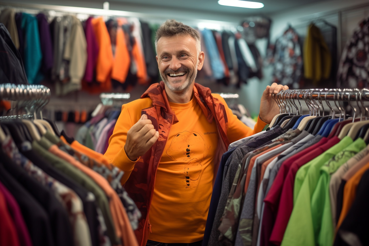 Smiling man shopping for clothes