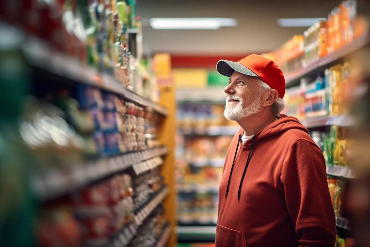 Man shopping at grocery store