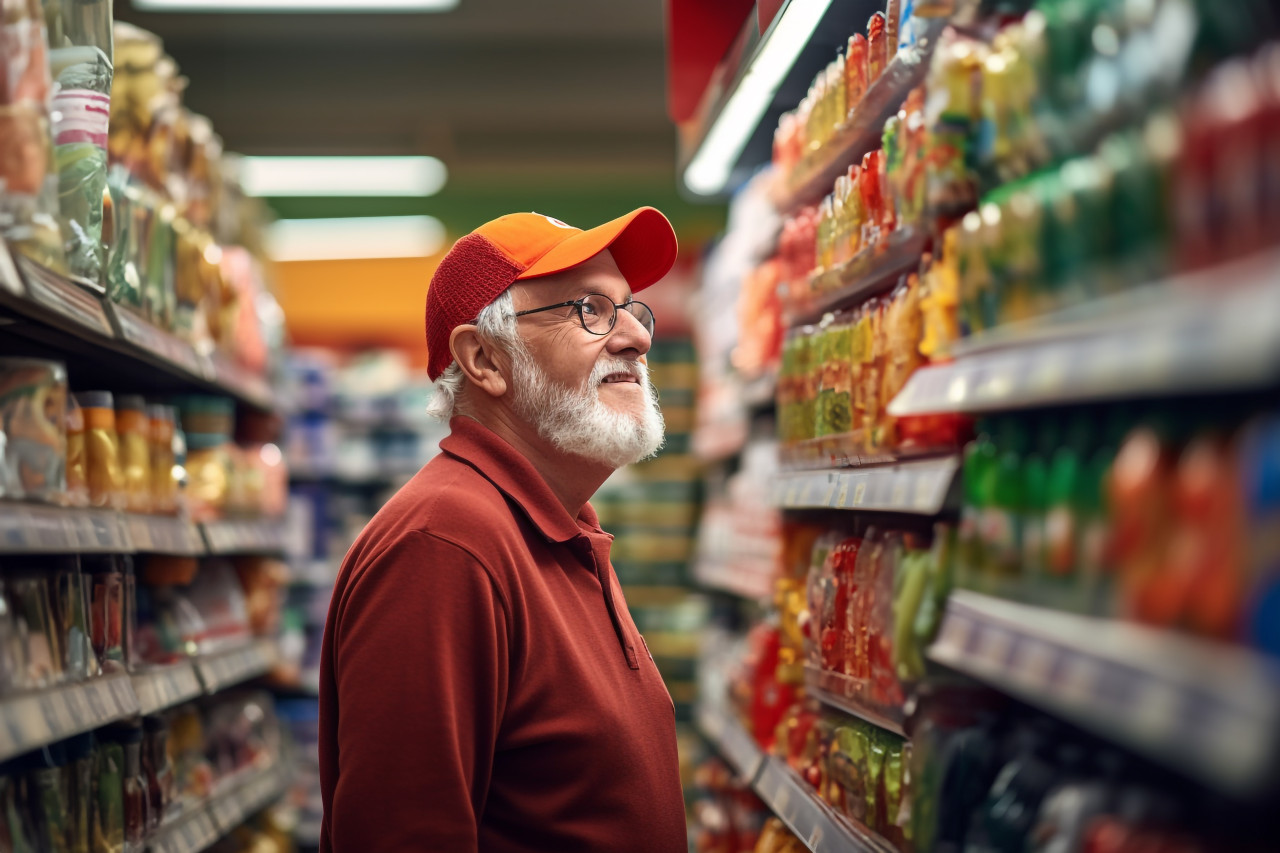 Man shopping at grocery store
