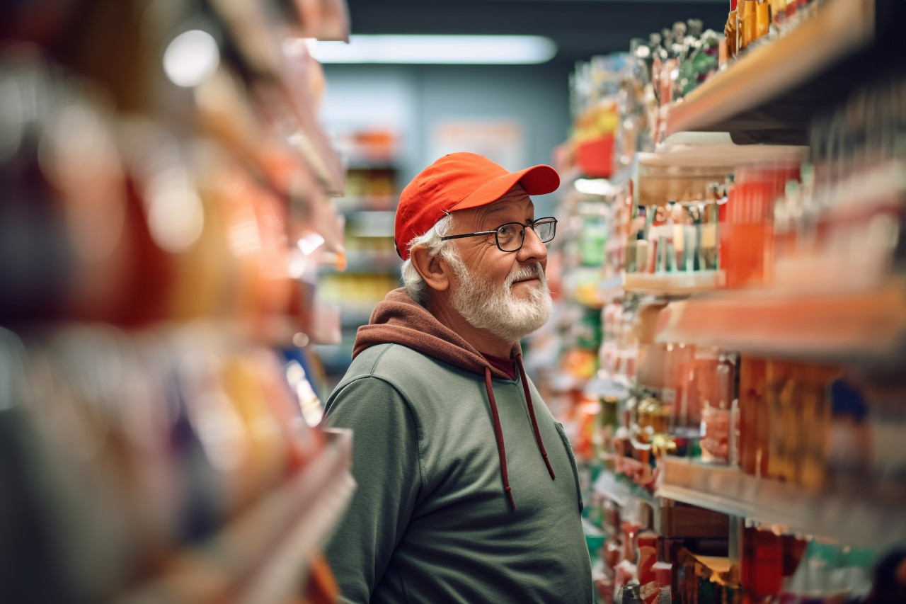 Man shopping at grocery store