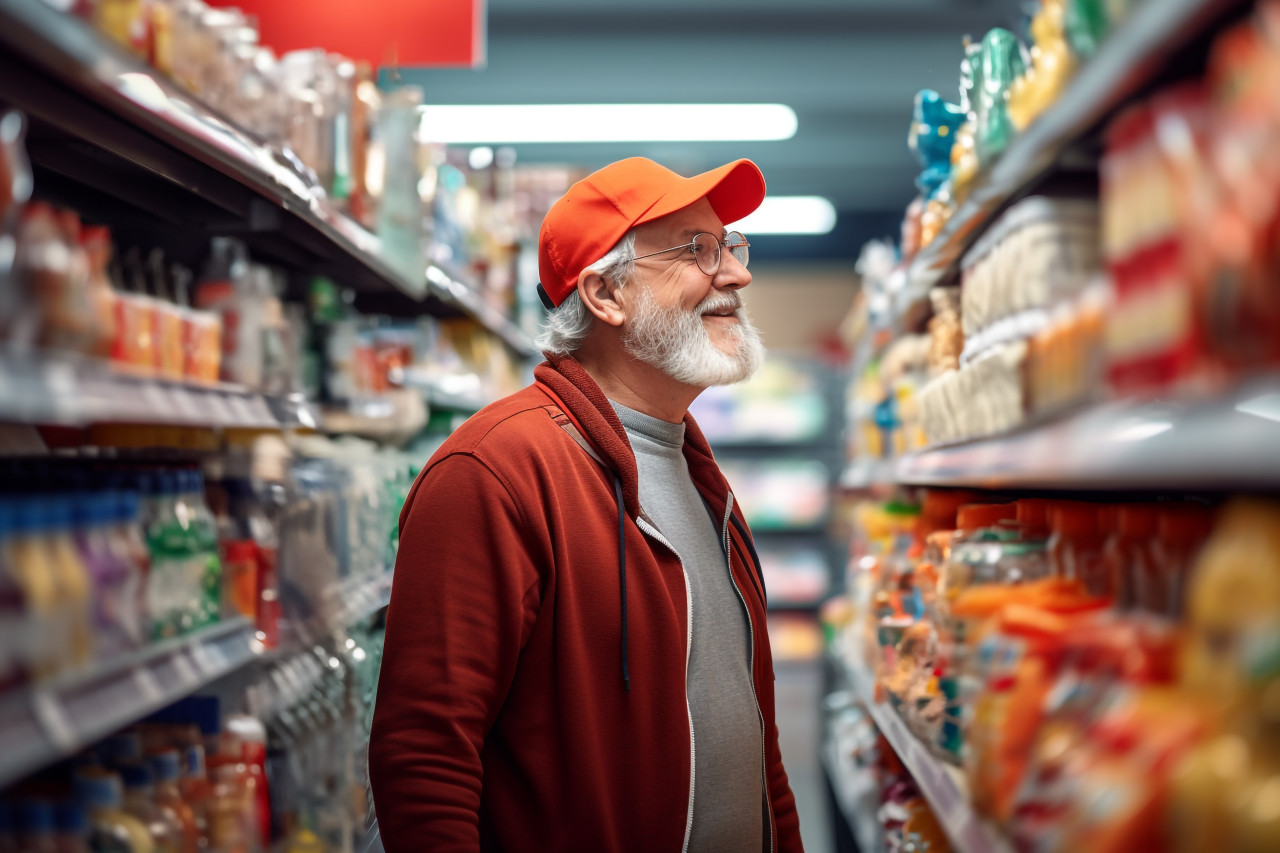 Man shopping at grocery store