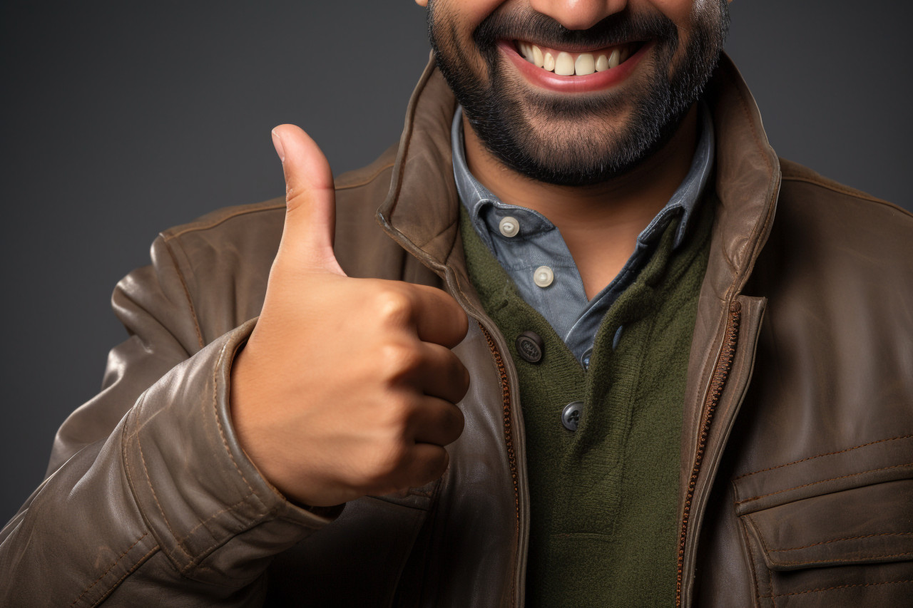 Happy indian man with key and thumbs up