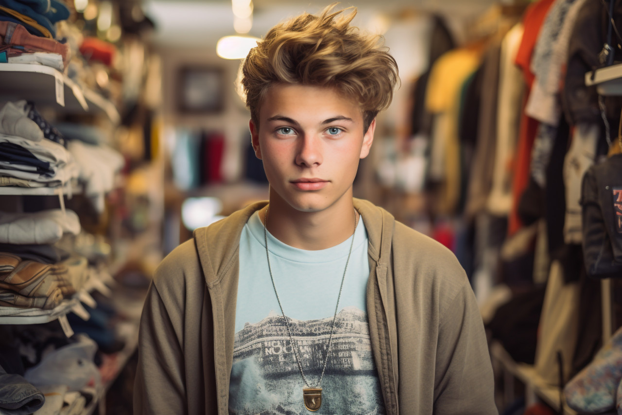 Vintage shop portrait of young man