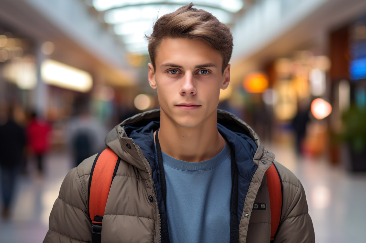 Young man shopping mall