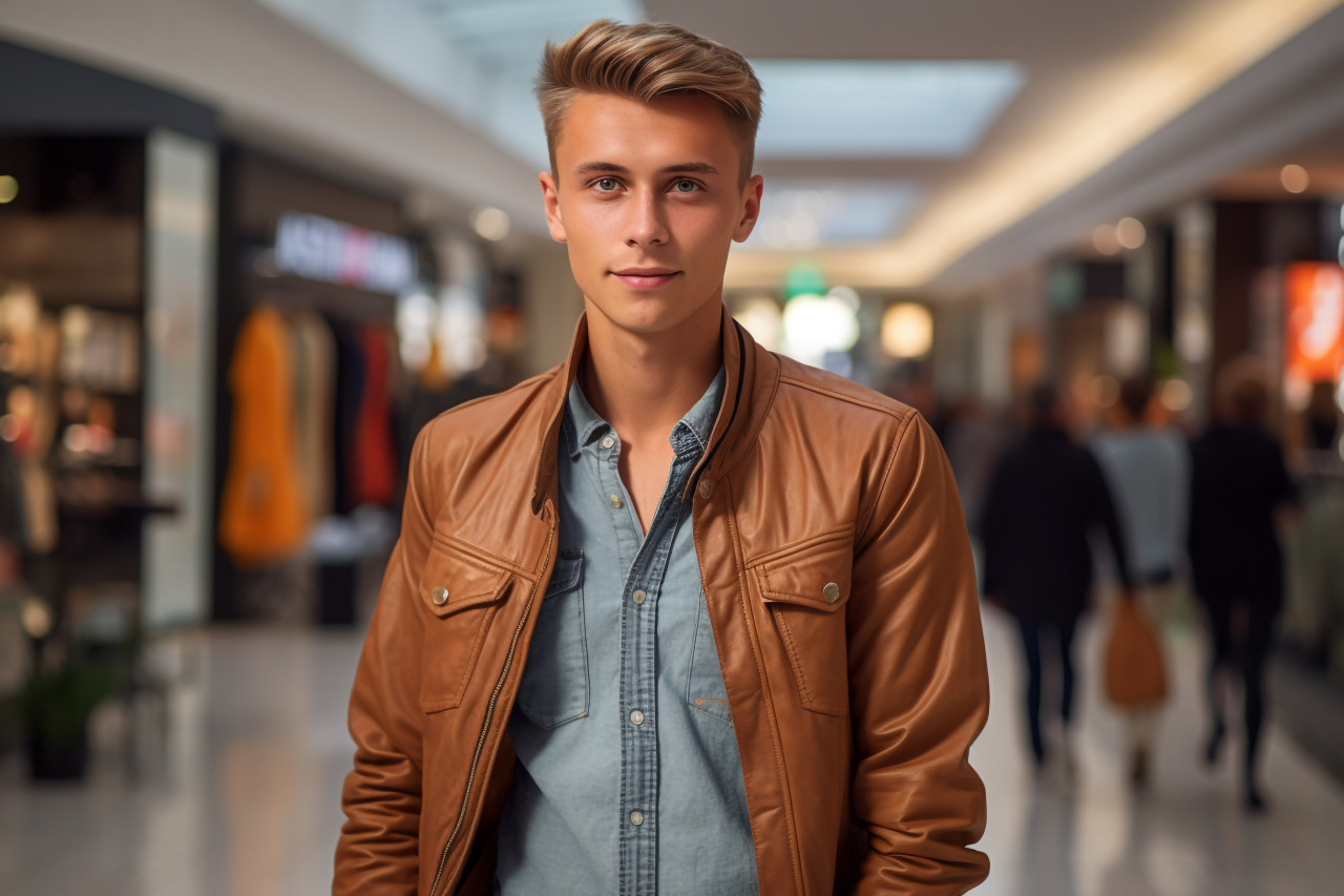 Young man shopping mall