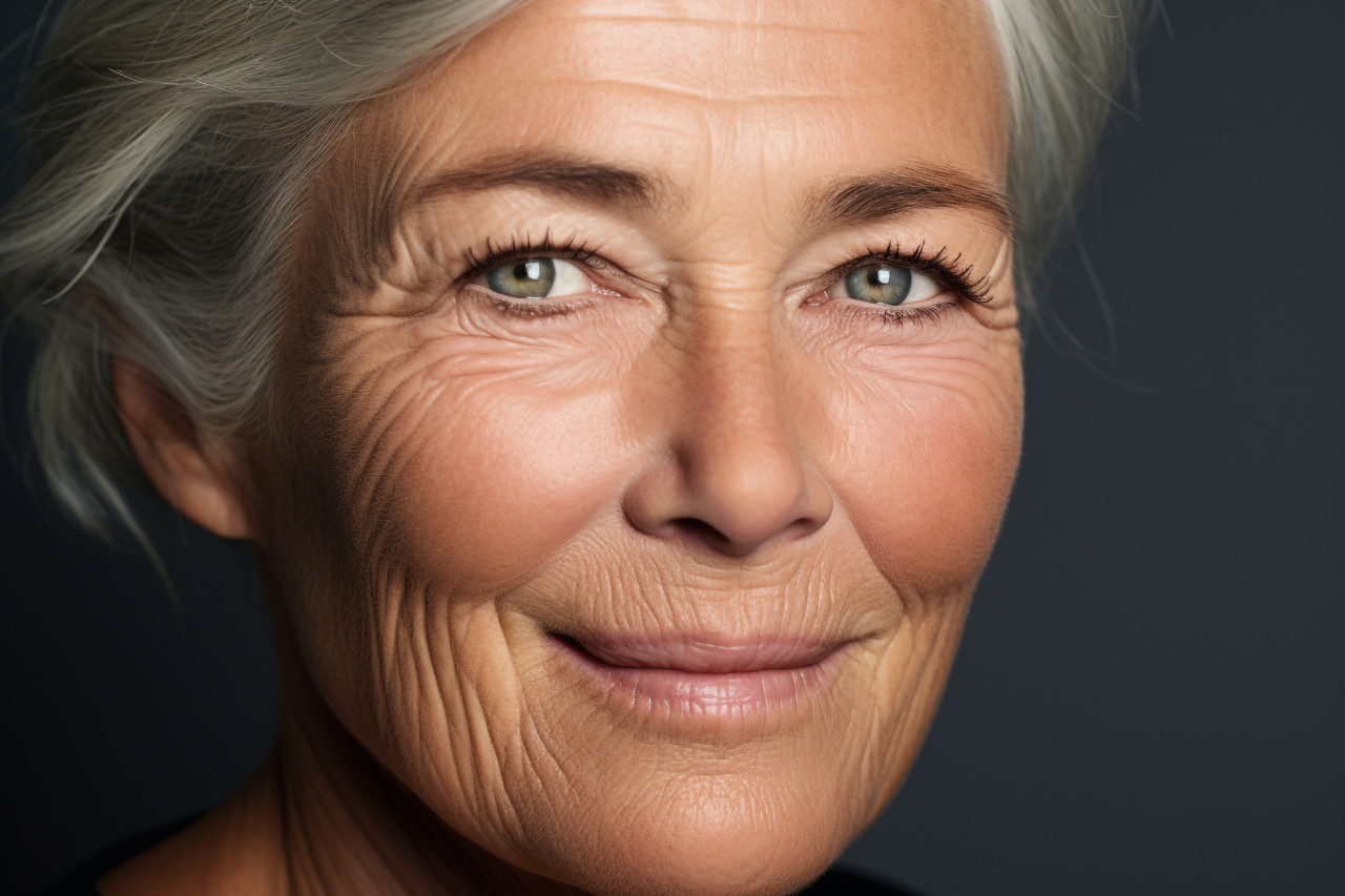 Elegant senior woman portrait white hair