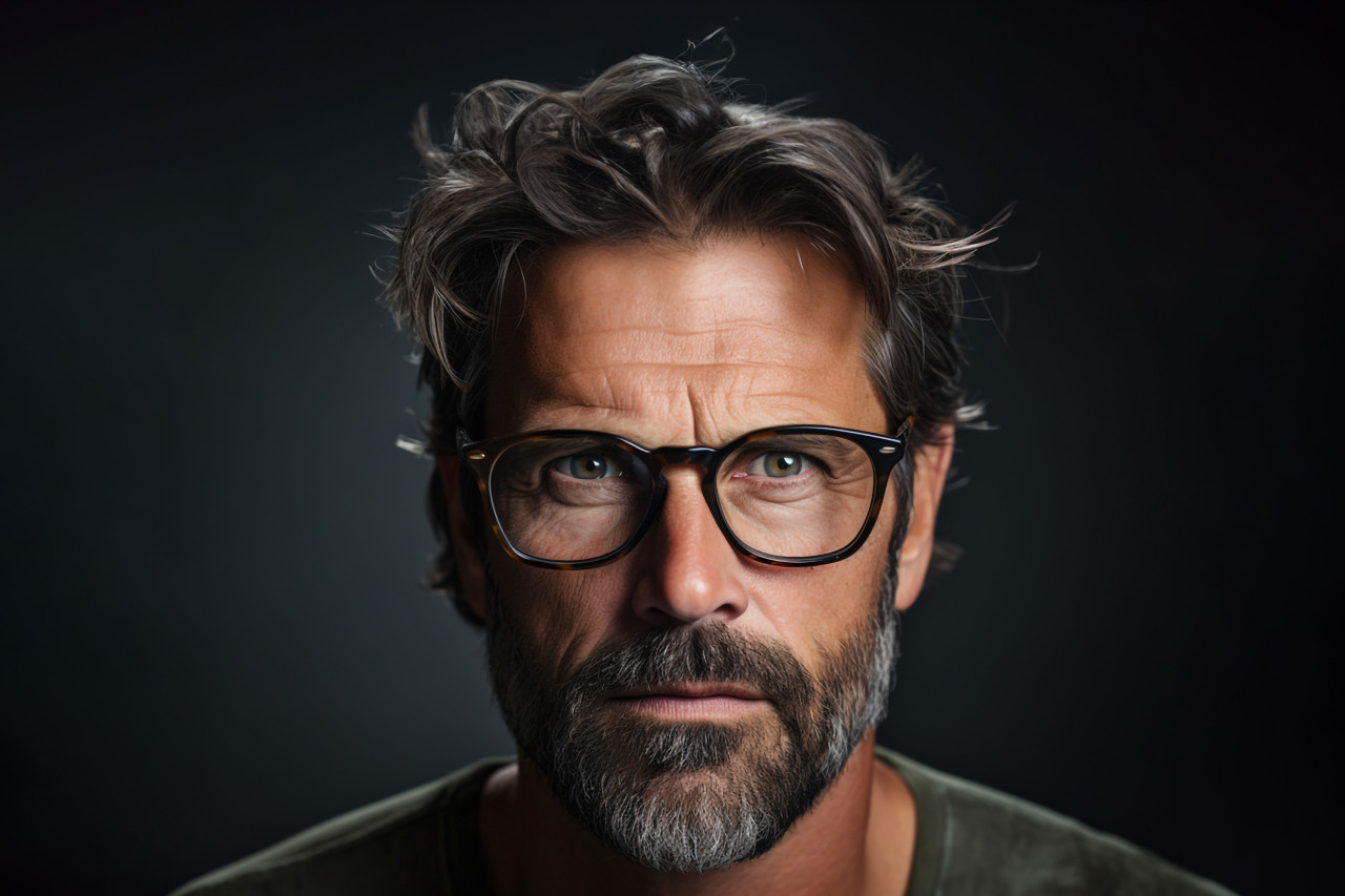 Stylish middle aged man with glasses
