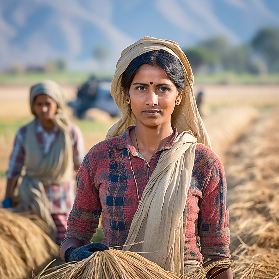 Confident indian woman farm irrigation specialist at work on blured background