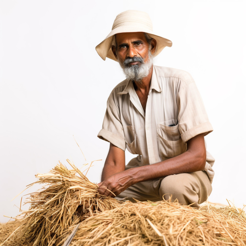 Confident indian man farm manager at work on white background