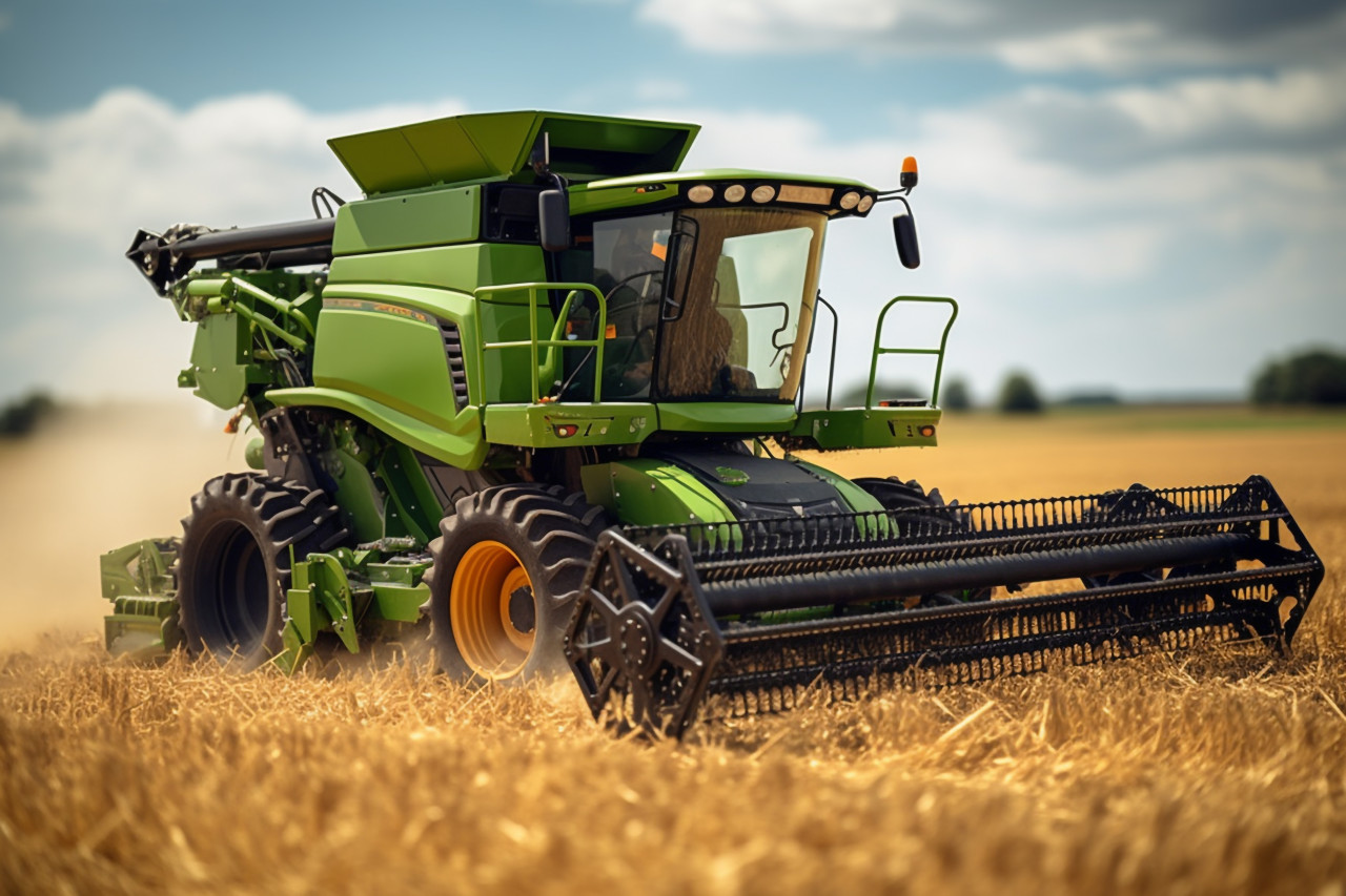 Farmer mechanized harvesting photo