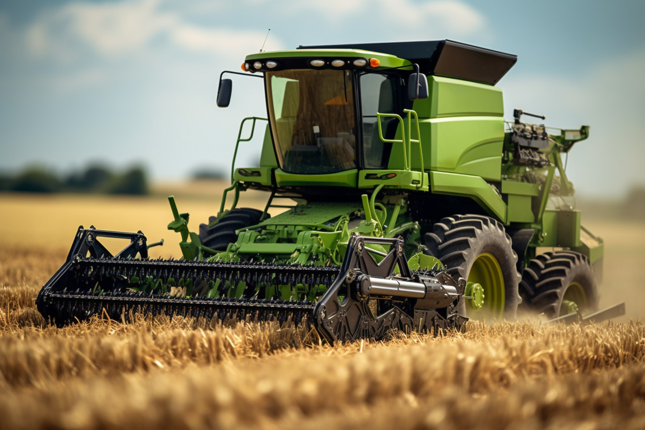 Farmer mechanized harvesting photo