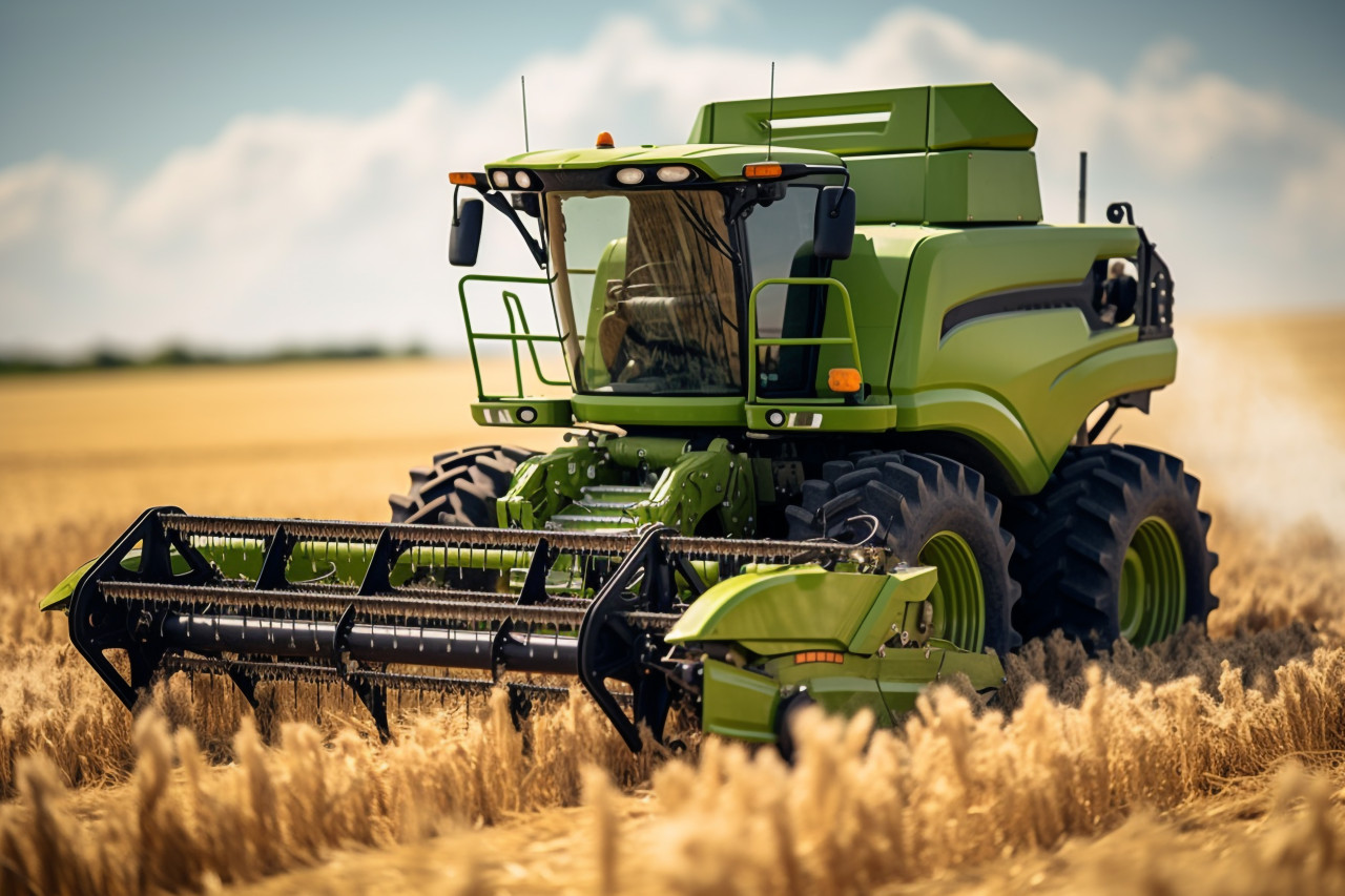 Farmer mechanized harvesting photo