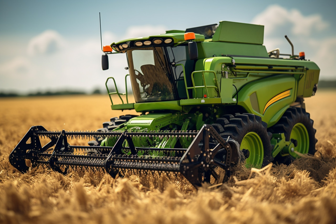 Farmer mechanized harvesting photo