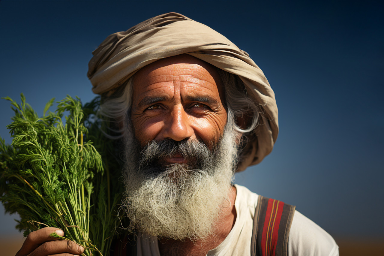 Indian farmer working on field