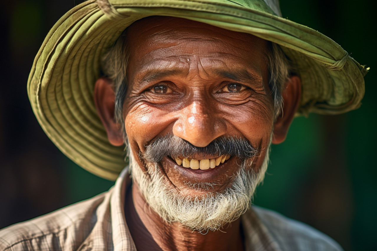 Indian farmer portrait in rural scene